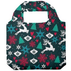 Holiday Season Pattern December Happy Holidays Merry Christmas Winter Family Festive New Year Foldable Grocery Recycle Bag