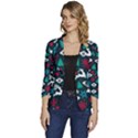 Holiday Season Pattern December Happy Holidays Merry Christmas Winter Family Festive New Year Women s One-Button 3/4 Sleeve Short Jacket View1