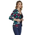 Holiday Season Pattern December Happy Holidays Merry Christmas Winter Family Festive New Year Women s One-Button 3/4 Sleeve Short Jacket View3