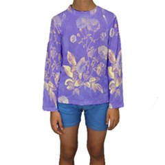 Flower Petal Bouquet Stem Floral Pattern Kids  Long Sleeve Swimwear