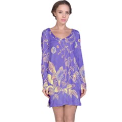 Flower Petal Bouquet Stem Floral Pattern Long Sleeve Nightdress