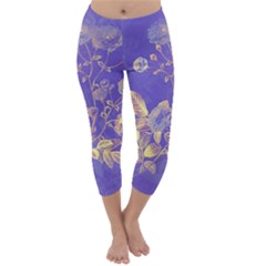 Flower Petal Bouquet Stem Floral Pattern Capri Winter Leggings 