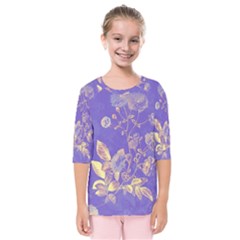 Flower Petal Bouquet Stem Floral Pattern Kids  Quarter Sleeve Raglan T-shirt