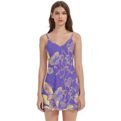 Flower Petal Bouquet Stem Floral Pattern Body Wrap Sleeveless V-neck Mini Dress