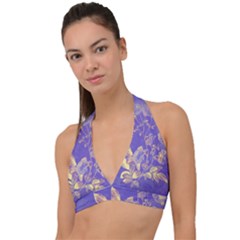 Flower Petal Bouquet Stem Floral Pattern Halter Plunge Bikini Top