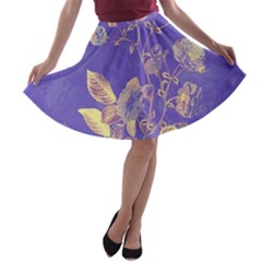 Flower Petal Bouquet Stem Floral Pattern A-line Skater Skirt