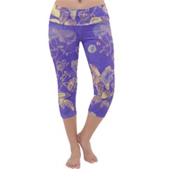 Flower Petal Bouquet Stem Floral Pattern Capri Yoga Leggings