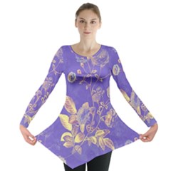 Flower Petal Bouquet Stem Floral Pattern Long Sleeve Tunic 