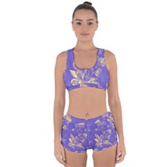 Flower Petal Bouquet Stem Floral Pattern Racerback Boyleg Bikini Set