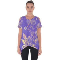 Flower Petal Bouquet Stem Floral Pattern Cut Out Side Drop T-shirt