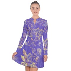 Flower Petal Bouquet Stem Floral Pattern Long Sleeve Panel Dress