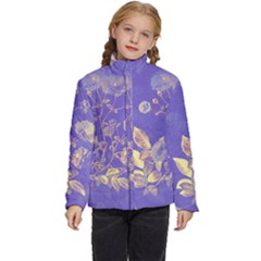 Flower Petal Bouquet Stem Floral Pattern Kids  Puffer Bubble Jacket Coat