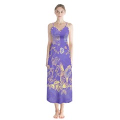 Flower Petal Bouquet Stem Floral Pattern Button Up Chiffon Maxi Dress