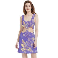 Flower Petal Bouquet Stem Floral Pattern Velour Cutout Dress