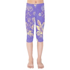 Flower Petal Bouquet Stem Floral Pattern Kids  Capri Leggings 