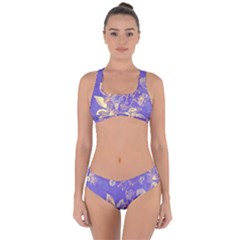 Flower Petal Bouquet Stem Floral Pattern Criss Cross Bikini Set