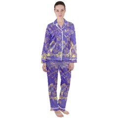 Flower Petal Bouquet Stem Floral Pattern Women s Long Sleeve Satin Pajamas Set