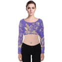 Flower Petal Bouquet Stem Floral Pattern Velvet Long Sleeve Crop Top View1