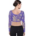 Flower Petal Bouquet Stem Floral Pattern Velvet Long Sleeve Crop Top View2