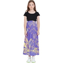 Flower Petal Bouquet Stem Floral Pattern Kids  Flared Maxi Skirt