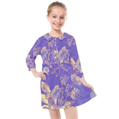 Flower Petal Bouquet Stem Floral Pattern Kids  Quarter Sleeve Shirt Dress