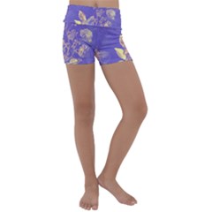 Flower Petal Bouquet Stem Floral Pattern Kids  Lightweight Velour Yoga Shorts