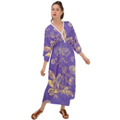 Flower Petal Bouquet Stem Floral Pattern Grecian Style  Maxi Dress