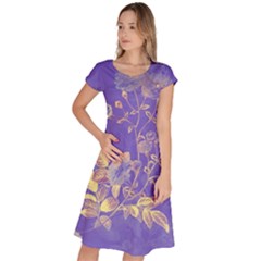 Flower Petal Bouquet Stem Floral Pattern Classic Short Sleeve Dress