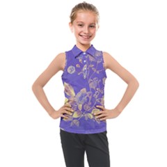 Flower Petal Bouquet Stem Floral Pattern Kids  Sleeveless Polo T-shirt