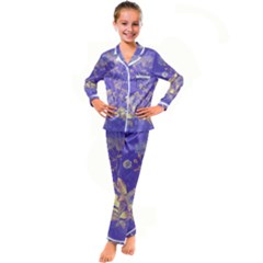 Flower Petal Bouquet Stem Floral Pattern Kids  Satin Long Sleeve Pajamas Set