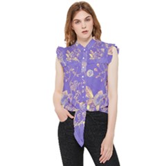 Flower Petal Bouquet Stem Floral Pattern Frill Detail Shirt