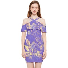 Flower Petal Bouquet Stem Floral Pattern Shoulder Frill Bodycon Summer Dress