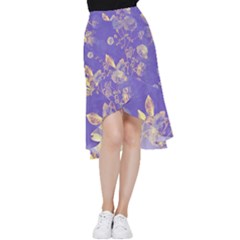 Flower Petal Bouquet Stem Floral Pattern Frill Hi Low Chiffon Skirt