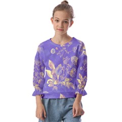 Flower Petal Bouquet Stem Floral Pattern Kids  Cuff Sleeve Top