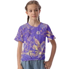 Flower Petal Bouquet Stem Floral Pattern Kids  Cuff Sleeve Scrunch Bottom T-shirt