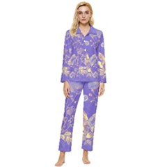 Flower Petal Bouquet Stem Floral Pattern Womens  Long Sleeve Velvet Pocket Pajamas Set