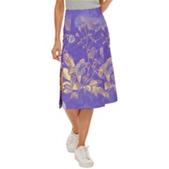 Flower Petal Bouquet Stem Floral Pattern Midi Panel Skirt