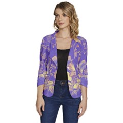 Flower Petal Bouquet Stem Floral Pattern Women s One-button 3/4 Sleeve Short Jacket