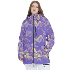 Flower Petal Bouquet Stem Floral Pattern Women s Multi Pockets Zip Ski And Snowboard Waterproof Breathable Jacket