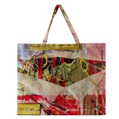 Collage Zipper Large Tote Bag