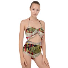 Collage Scallop Top Cut Out Swimsuit