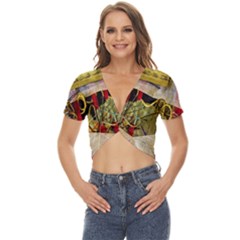 Collage Twist Front Crop Top