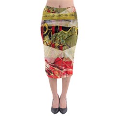 Collage Midi Pencil Skirt