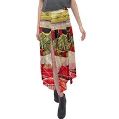 Collage Velour Split Maxi Skirt