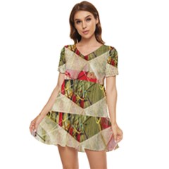 Collage Tiered Short Sleeve Babydoll Dress