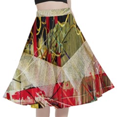 Collage A-line Full Circle Midi Skirt With Pocket