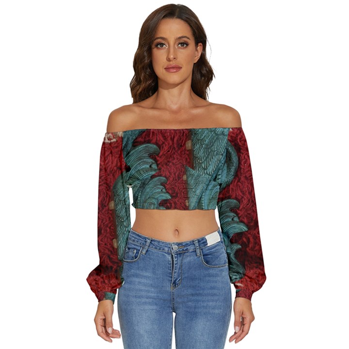 Pxl 20231123 001543615 Long Sleeve Crinkled Weave Crop Top