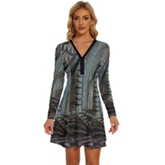 Pxl 20231123 001607591 Long Sleeve Deep V Mini Dress  by bestdesignintheworld