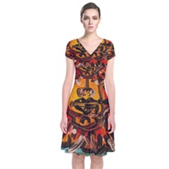 Image Short Sleeve Front Wrap Dress