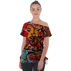 Image Off Shoulder Tie-up T-shirt